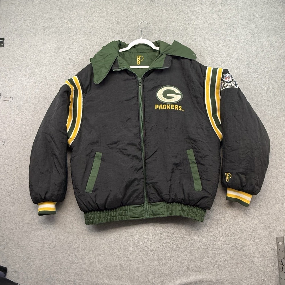 VINTAGE Pro Player Green Bay‎ Packers REVERSIBLE Puffer Jacket Mens XL NFL Nylon